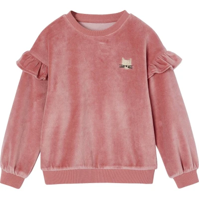 Afbeelding van Vertbaudet Meisjessweater met ruches van glad fluweel kattenmotief