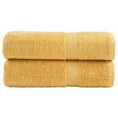 Afbeelding van Badhanddoeken 2 st 600 g/m 100x150 cm 100% katoen goudkleurig