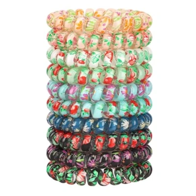 Afbeelding van JessLab Spiraal haarbanden, 10pcs Diverse Sporenloze Leuke Plastic Spoel Paardenstaarthouders, No Damage Haaraccessoire voor Vrouwen en Meisjes, Mix Color 5