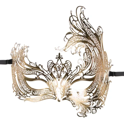 Afbeelding van Metalen Venetiaans Masker Goudkleurig