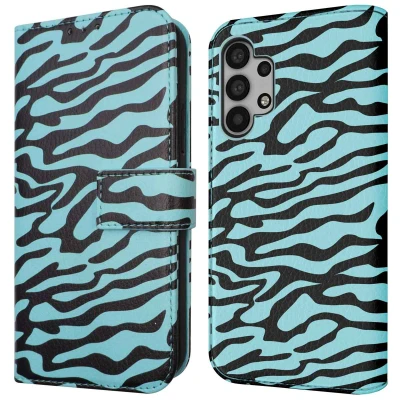 Afbeelding van Samsung Galaxy A32 (5G) Hoesje Kunstleder iMoshion Bookcase Black Blue Stripes Telefoonhoesje