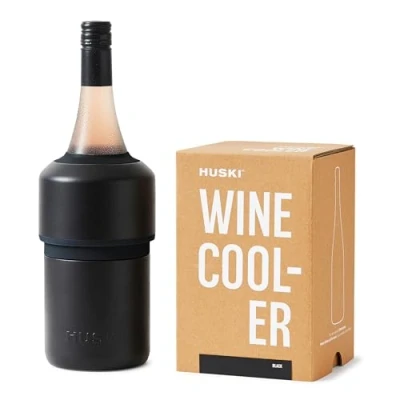 Afbeelding van Huski Wijnkoeler Bekroond IJsloos ontwerp Houdt wijn tot 6 uur koud Wijnaccessoire Volgende generatie ijsemmer Past op sommige champagneflessen Perfect cadeau voor wijnliefhebbers (zwart)