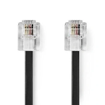 Afbeelding van Nedis Telecomkabel RJ11 Male 10.0 m Kabel design: Plat Connectorplating: Goud Verguld Kabeltype: Zwart Label