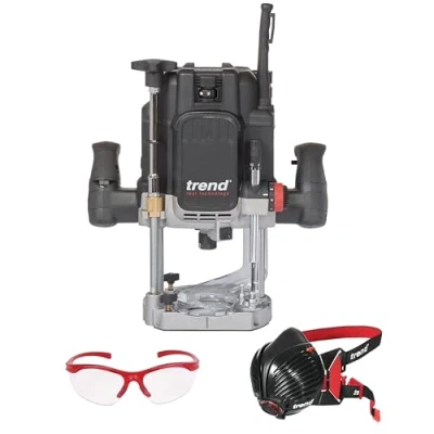 Afbeelding van Trend T14 Variabele Snelheid 2300W Bovenfrees en Veiligheidsuitrusting Set, 12mm Invalfrees 230V EU, Air Stealth Stofmasker &amp; Veiligheidsbril, T14/SAFE/SET/E