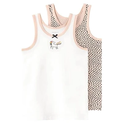 Afbeelding van NAME IT MINI hemd NMFTANK TOP set van 2 wit/rozezand