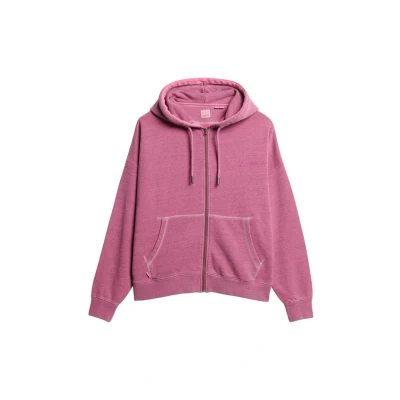 Afbeelding van Superdry Vrouwen Essential Logo Overdyed Hoodie met Rits Roze Grootte: 38