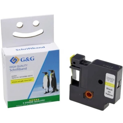 Afbeelding van G&amp;G Labeltape Tapekleur: Geel Tekstkleur: Zwart 12 mm 7 m