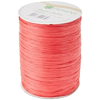 Afbeelding van Bolduc rood raffia style papieren koordlint 100m / ± 5mm, biologisch afbreekbaar (ballon release)