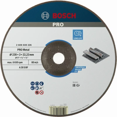 Afbeelding van Bosch Accessoires Doorslijpschijf gebogen Expert for Metal A 30 S BF, 230 mm, 22,23 3,0 mm 1 stuks 2608600226