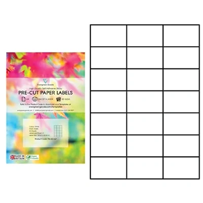 Afbeelding van Evergreen Goods A4 voorgesneden mat wit zelfklevend papier Inkjet en laser afdrukbaar Sterke multifunctionele etiketten met kleverige achterkant 3 x 7, 21 per A4: 630 in totaal 30