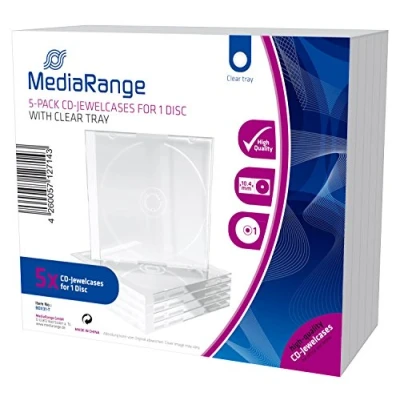 Afbeelding van MediaRange CD Jewelcase voor 2 schijven, 10,4 mm, zwarte lade, 5 stuks