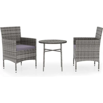 Afbeelding van vidaXL 3 delige Tuinset poly rattan grijs