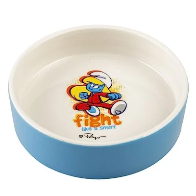 Afbeelding van Smurfs Duvoplus Drinkbak Hond Smurfin Eetkom 300ml 14,2x14,2x4cm Wit/blauw 1st