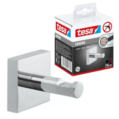 Afbeelding van tesa® Ekkro badjashaak, hoogglans verchroomd metaal, zelfklevend, 63 mm x 50