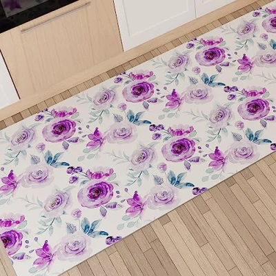Afbeelding van PETTI Artigiani Italiani Keukentapijt, loper, keukenloper, antislip en wasbaar, 52 x 280 cm, bloemenpatroon 02, 100% Made in Italy