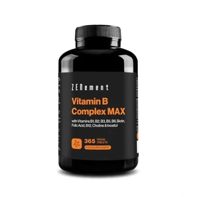 Afbeelding van Vitamine B Complex Max, 365 Tablets 8 Vitamines + Choline &amp; Inositol Helpt vermoeidheid te verminderen Zenement