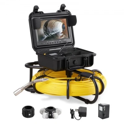 Afbeelding van VEVOR Kit camera met endoscoop voor kanaalinspectie gekleurd LCD scherm, 9 inch, waterdichte kabel, 120 m, draagbare inspectiecamera, batterij 4500 mAh slangen, kijkhoek 130