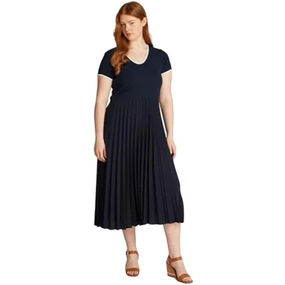 Afbeelding van Tommy Hilfiger Curve Blousejurk CRV CONTRAST SOFT V NK DRESS in grote maten, met diepe ronde hals