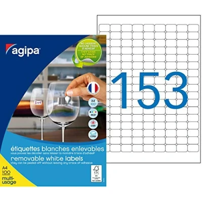 Afbeelding van Agipa 101625 multifunctionele etiketten, verwijderbaar, afgeronde hoeken, 22 x 16 mm, wit, 15300 stuks