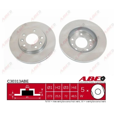 Afbeelding van Remschijf ABE C30313ABE voorkant, geventileerd, 1 Stuk