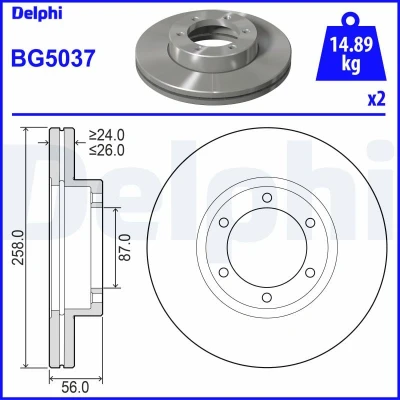 Afbeelding van Delphi Diesel Remschijven BG5037