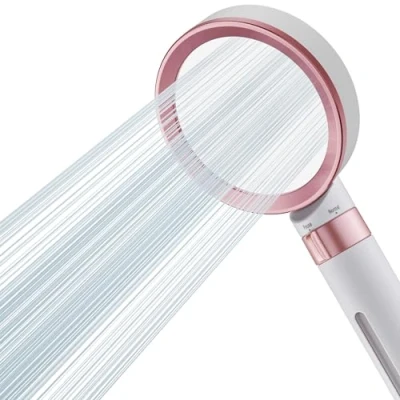 Afbeelding van Magichome Douchekop, douchekop met filter, actieve kooldouchekop, waterbesparend, stopfunctie, handdouche, chloorvervuiling verwijderen, hoge druk voor hard water, roségoud