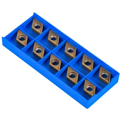 Afbeelding van DCMT11T304 HM YBC251, diamantvorm, hardmetalen snijmachine voor regelmatige roestvrijstalen draaimachine, freesgereedschap, buitendraad, met behuizing, 10 stuks