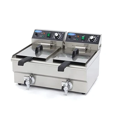 Afbeelding van Maxima Frituurpan 2x 10 L 2 Manden met Tapkraan Friteuse