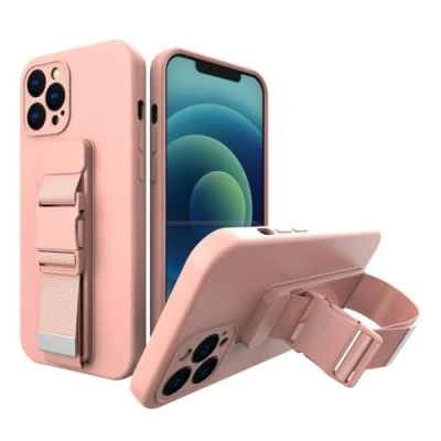 Afbeelding van Touwhoes gelhoes met sleutelkoord ketting handtas Samsung Galaxy S21+ 5G (S21 Plus 5G) roze