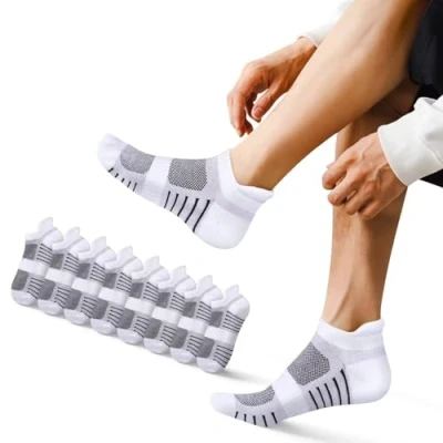 Afbeelding van EKSHER Sommer Sokken Heren 43 46 Weiß Kurz 8 Paar Sneaker LaufSokken SneakerSokken SportSokken TennisSokken DamesSokken Anti Schweiß Running Socks Atmungsaktive Baumwolle Strümpfe