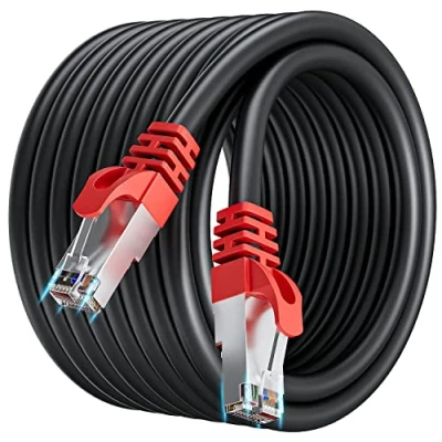 Afbeelding van Ethernet Kabel 10m, Cat 7 Netwerkkabel Cable 10m Lange Afgeschermde SFTP Internet Hoge Snelheid 40Gbps 2000MHz LAN Kabel, Network 10 meter Zwart RJ45 Patchkabel