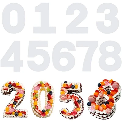 Afbeelding van WERTYT Bakvorm, cijfervorm om te bakken, 9 stuks, taartvormen, cijferset, cijfervorm, groot aantal bakcakevormen voor verjaardag, bruiloft, jubileum, taartdecoratie (25 cm)