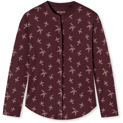 Afbeelding van Schiesser Langarm Pyjamashirt, Dames, Maat: 36, Burgund