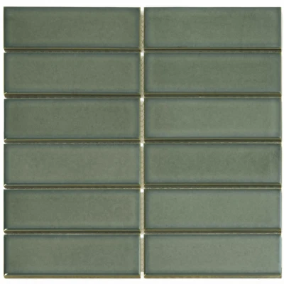 Afbeelding van The Mosaic Factory Barcelona Rechthoek Forest Green Glanzend 4,5x14,5 cm