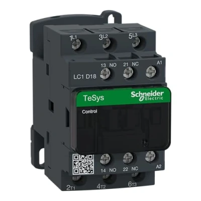 Afbeelding van Schneider Electric Contactor LC1D 3p, 1S+1Ö, 7,5 kW, 18 A, 400 V AC3, spoel AC, LC1D18V7