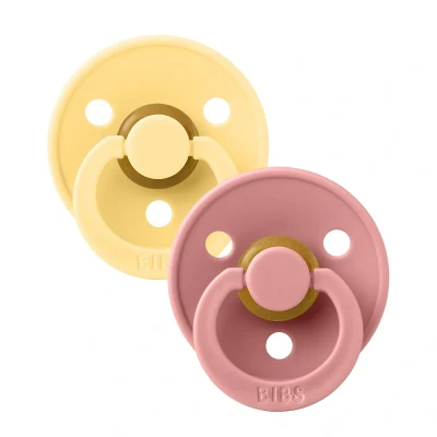 Afbeelding van BiBS Colour Pacifier Stage 1 Fopspeen 2 stuks Pale Butter / Dusty Pink