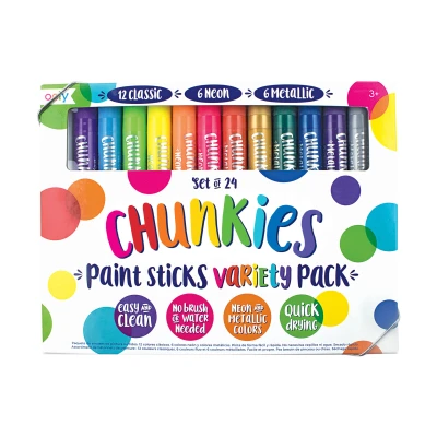 Afbeelding van Ooly Chunkies verf sticks variatie 12 classic, 6 neon, metallic