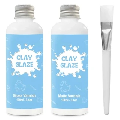 Afbeelding van 2 x 100 ml luchtdroog kleiglazuur, kleivernis voor het drogen van klei, kleiglazuur klei kan worden gebruikt om kleibarsten, krassen en slijtage te voorkomen, ook een