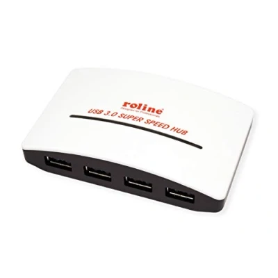 Afbeelding van ROLINE USB 3.2 Gen 1 Hub, Black and White&quot;, 4 poorts, met voeding