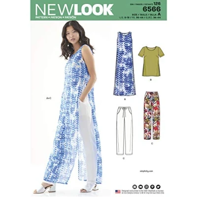 Afbeelding van New look Naaipatronen Set voor vrouwen Tuniek/Top en Broek, Papier, Wit, A (8 10 12 14 16 18)