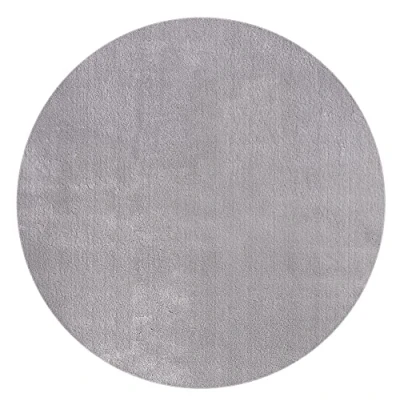 Afbeelding van Mia&#039;s Teppiche Olivia Tapijt woonkamer grijs 120x120 cm rond modern zacht effen pluizig laagpolig (19 mm) antislip wasbaar tot 30 graden, 100% polyester, 15