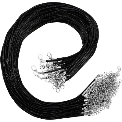 Afbeelding van Kurtzy 50 Pak Zwart Gewaxed Ketting Koord met en Kreeftsluiting 48,5 cm Bulk DIY Polyester Sieraden Maak Touw voor Hanger Kettingen, Armbanden &amp; Enkelbanden