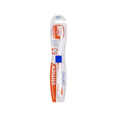 Afbeelding van elmex Ortho Soft Tandenborstel, U vormige borstelharen, speciaal voor het reinigen van tanden aan en rond beugels, tandenborstel beugels andere orthodontische apparaten