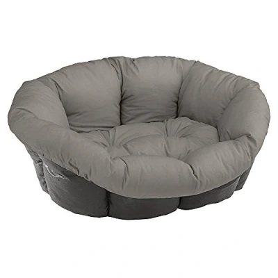 Afbeelding van Ferplast 82030099 SOFA 2 KUSSEN, Kussen voor honden en kattenmand ,Gewatteerde hoes hondenmand plastic mand, Zacht katoen wasbaar, Verstelbaar met elastisch koord, 52 x 39 H 21 cm Grijs, XS, Grijs