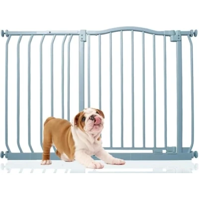 Afbeelding van Bettacare Hondenhekje met Gebogen Bovenkant Assortiment, 107cm 116cm (69 opties beschikbaar), Mat Grijs, Drukfit Hekje voor Hond en Puppy, Huisdieren Honden, Eenvoudige Installatie