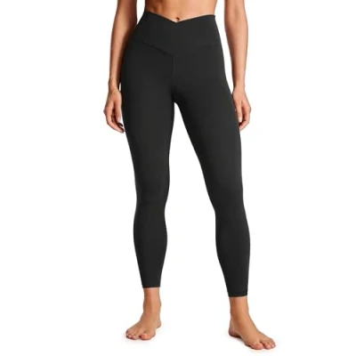 Afbeelding van CRZ Yoga Womens Butterluxe Cross Waist Workout Leggings 25&quot; V Crossover High Waisted Gym zwart L
