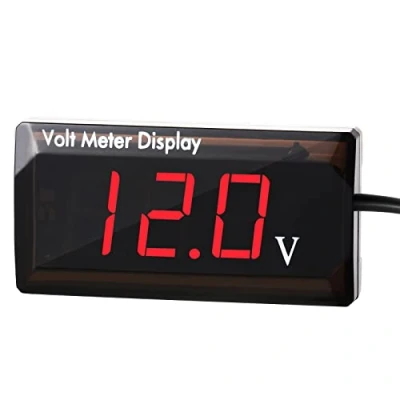 Afbeelding van DC 12 V digitale voltmeter voor auto, spanningsmeter, led display, 4 28 V, voltmeter, voertuigen, motorfietsen, terreinwagens, rood