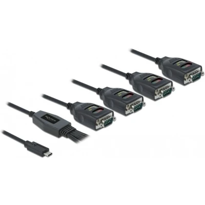 Afbeelding van Delock adapter USB Type C™ naar 4 x seriële RS 232 DB9 met 15 kV ES