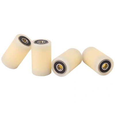 Afbeelding van 4 stuks nylon rollen 30 mm diameter 50 breed 8 lager precies bewerkt in de EU (30 8)