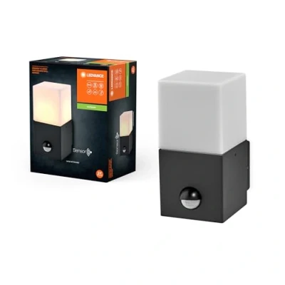 Afbeelding van LEDVANCE ENDURA CLASSIC FIGO SQ W SEN Außenleuchte, Wandleuchte, dunkelgrau, Aluminium, schnelle &amp; einfache Installation, IP44 Schutzklasse, indirekte Beleuchtung, Tageslichtsensor, Bewegungsmelder